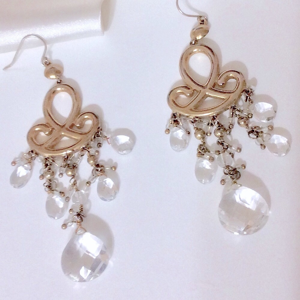 Chandelier Crystal Earrings Gold Tone